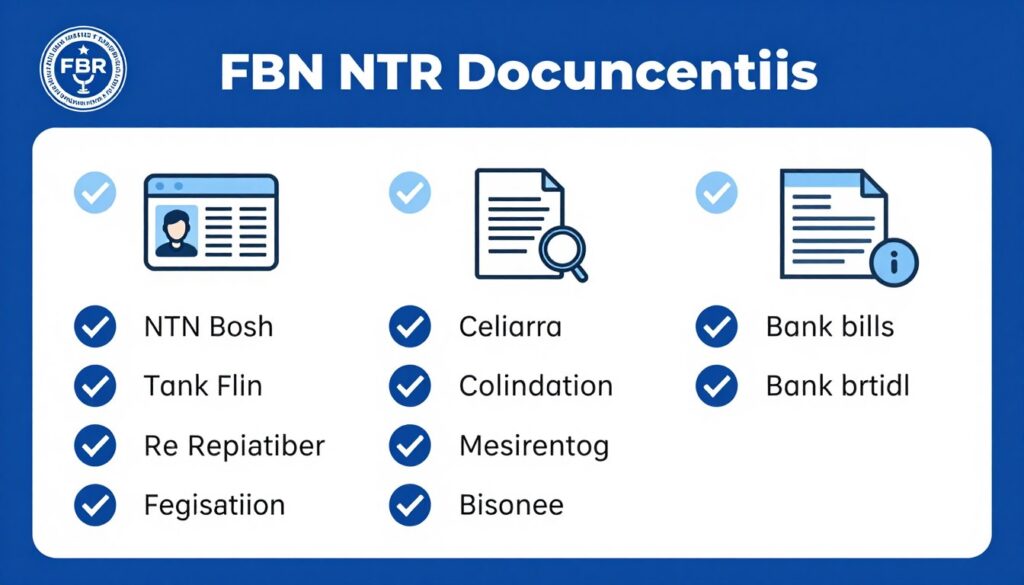 Complete document checklist for National Tax Number registration showing all Federal Board Revenue requirements