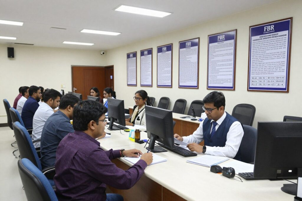 Federal Board Revenue office verification counter for National Tax Number processing