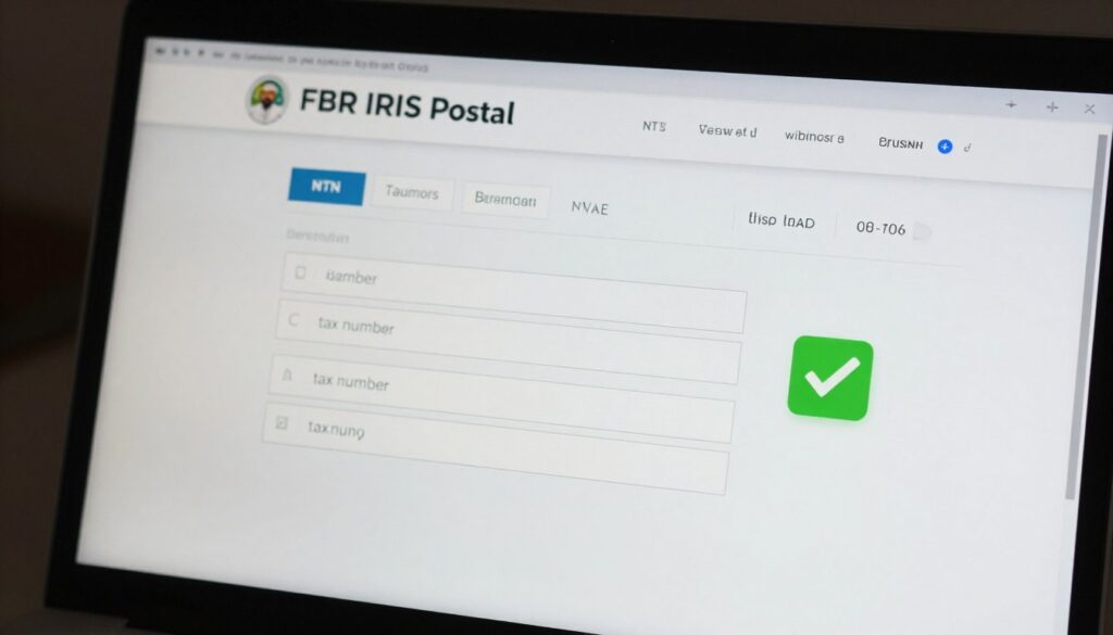 IRIS portal NTN verification screen showing Federal Board Revenue online verification system