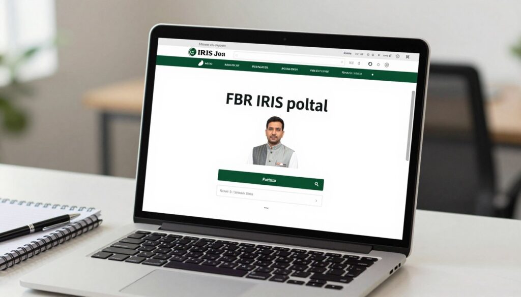 IRIS portal login screen for NTN registration Pakistan showing Federal Board Revenue interface