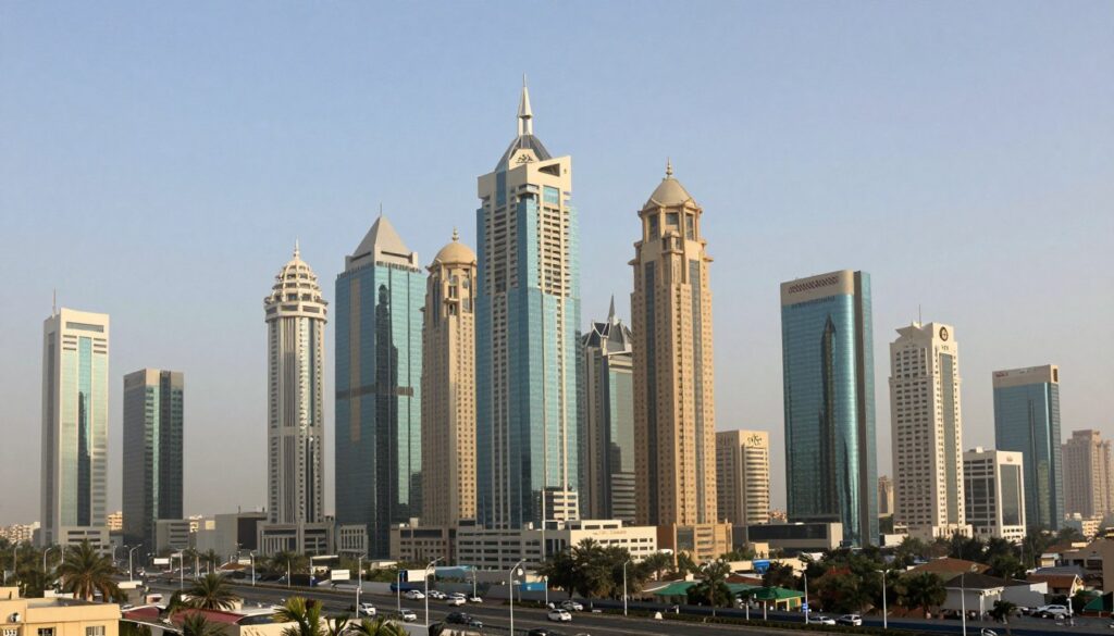 Karachi business district skyline showing commercial development