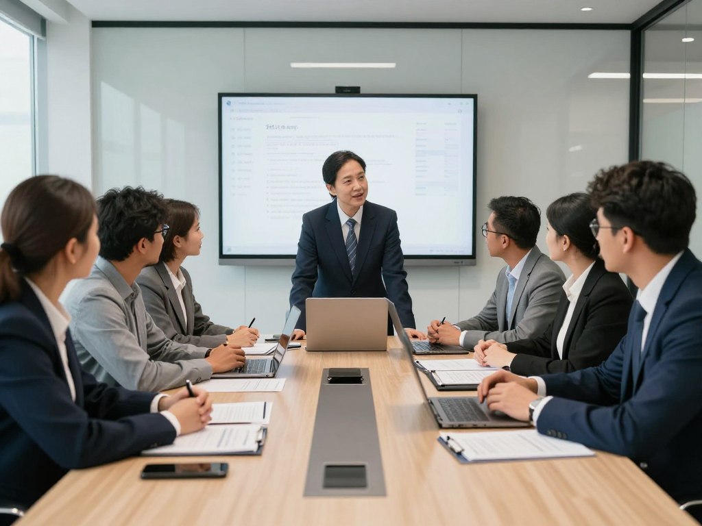 Modern corporate office meeting with legal advisor