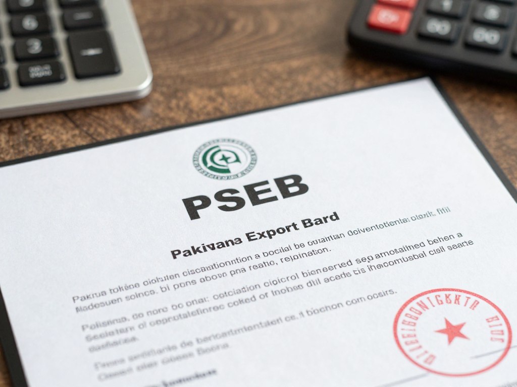 PSEB logo and certificate showcasing official Pakistan Software Export Board registration documentation