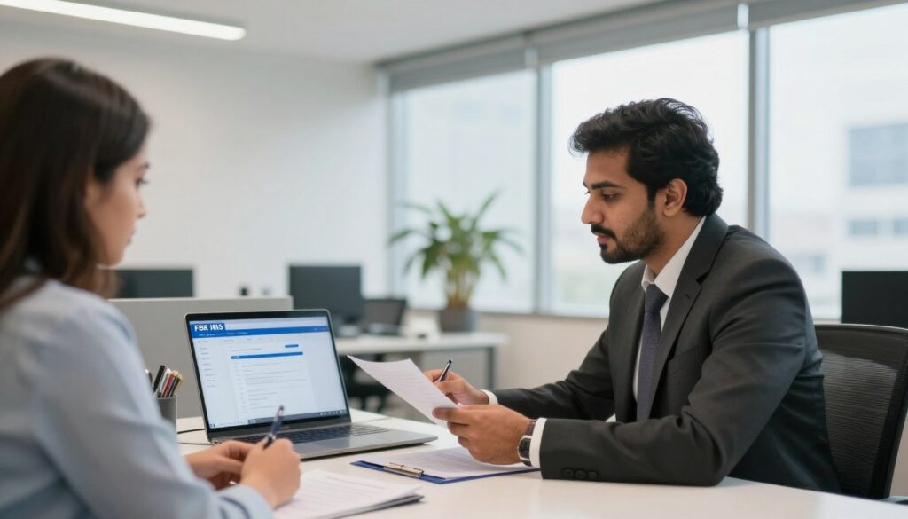 Professional tax consultant assisting with NTN registration Pakistan for business client