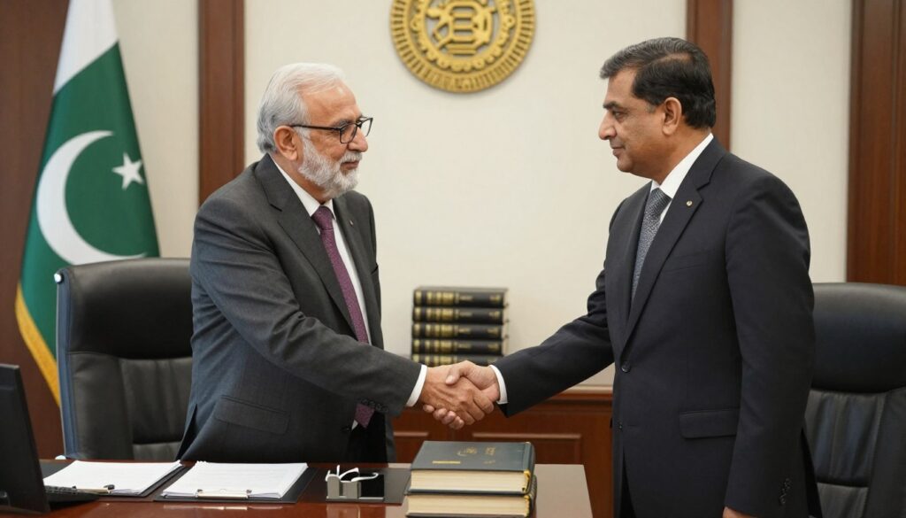 Senior tax lawyers at Supreme Corner Karachi office welcoming new client for income tax consultation